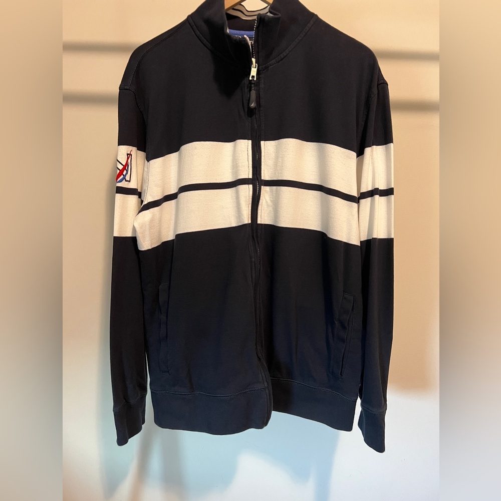 Nautica Zip Jacket, Navy and White, XL